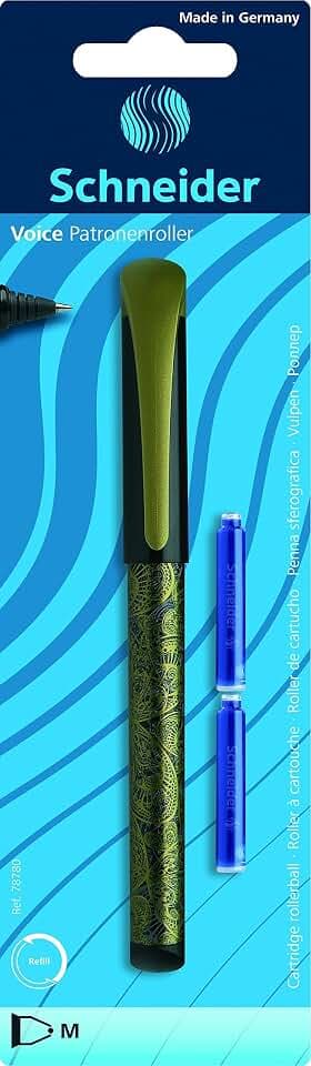 Schneider - Kugelschreiber Voice, Strichbreite M, Ultramarin, radierbar, Packung mit 1 Stift und 2 Patronen