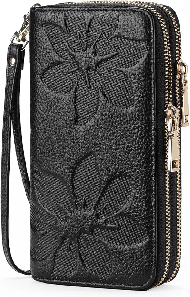 GOIACII Women's Wallet RFID Blocking Leather Wristlet