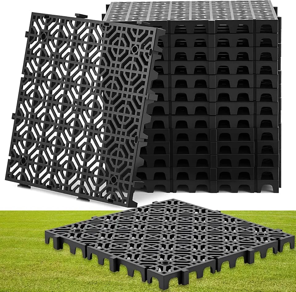 15 Pcs Ground Protection Mats, Interlocking Black 15.7 x 15.7 in