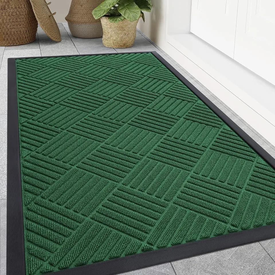 Smiry Front Door Mat Outside Entrance, Natural Rubber Doormat, 47x32 Inch