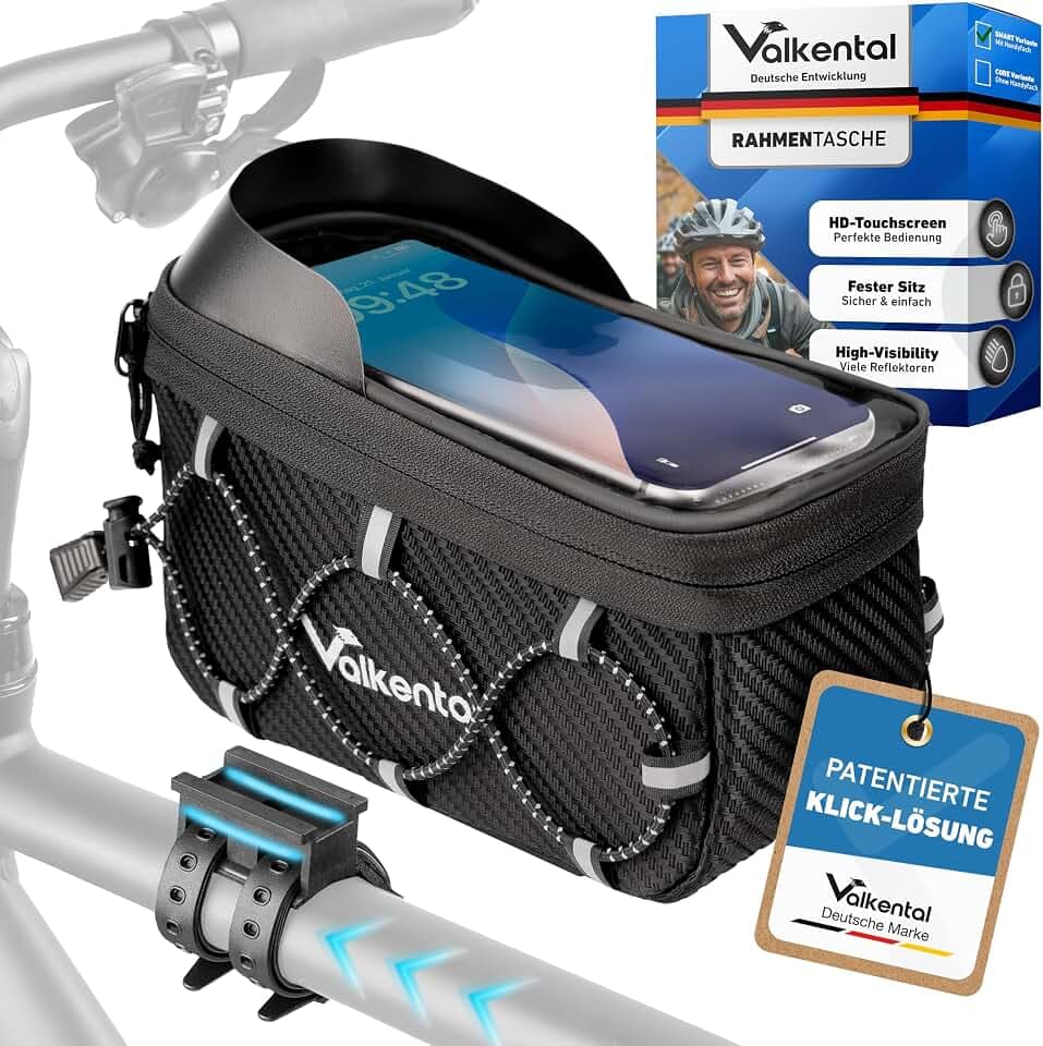 Valkental Fahrrad Rahmentasche mit Schnellspanner & Handytasche