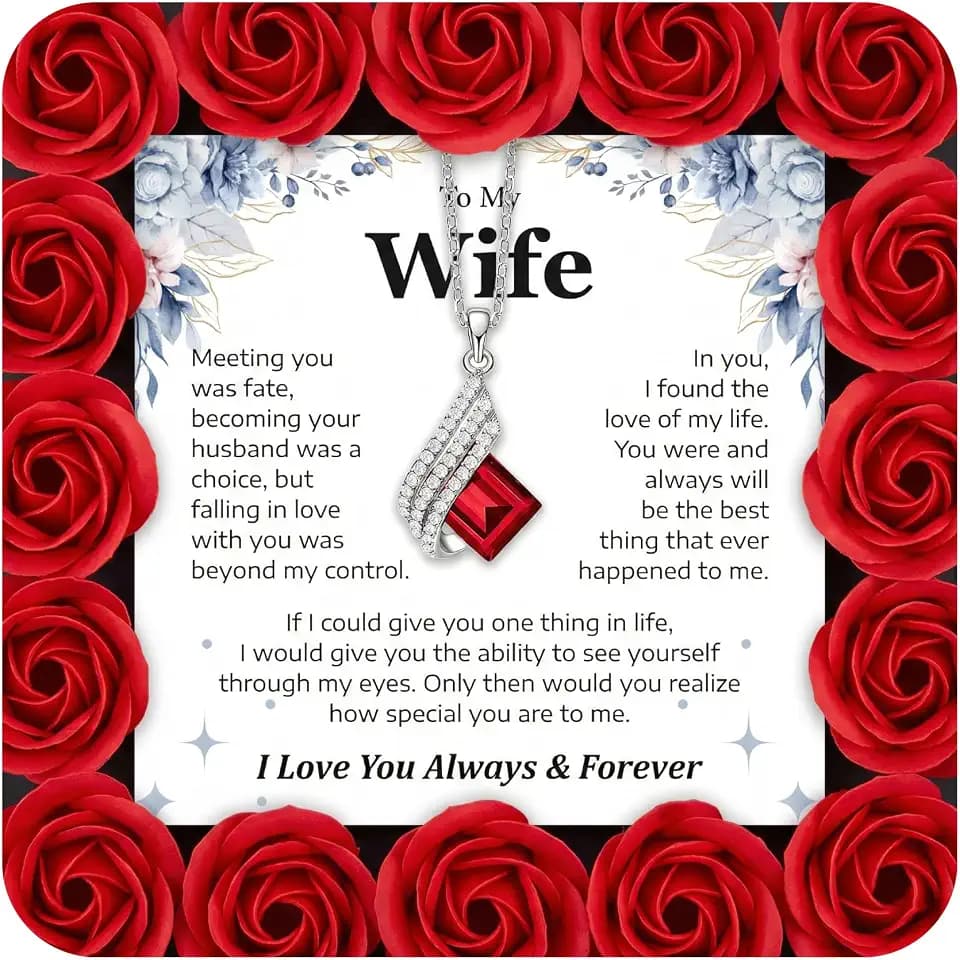 To My Wife Necklace from Husband- Gifts for Girlfriend, Fiancé, Soulmate Jewelry for Women on Christmas, Birthday, Anniversary & Valentine's Day