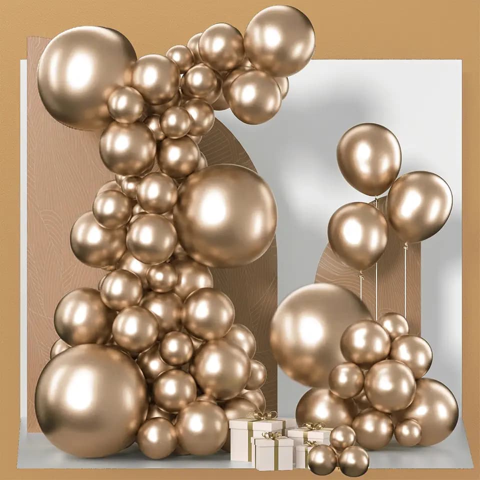 PartyWoo Metallic Gold Balloons 152pcs Chrome Gold Balloons Different Sizes