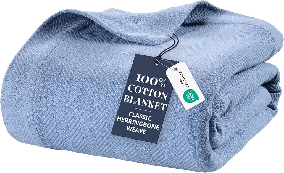 LANE LINEN Cozy Blanket Twin, 350 GSM 100% Cotton Medium Weight