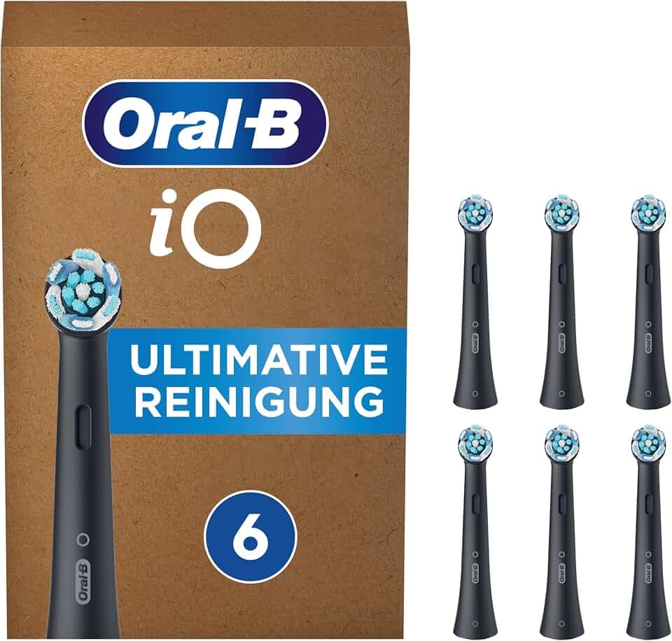 Oral-B iO Black Ultimative Reinigung Aufsteckbürsten für elektrische Zahnbürste, Briefkastenfähige Verpackung, 6 Stück