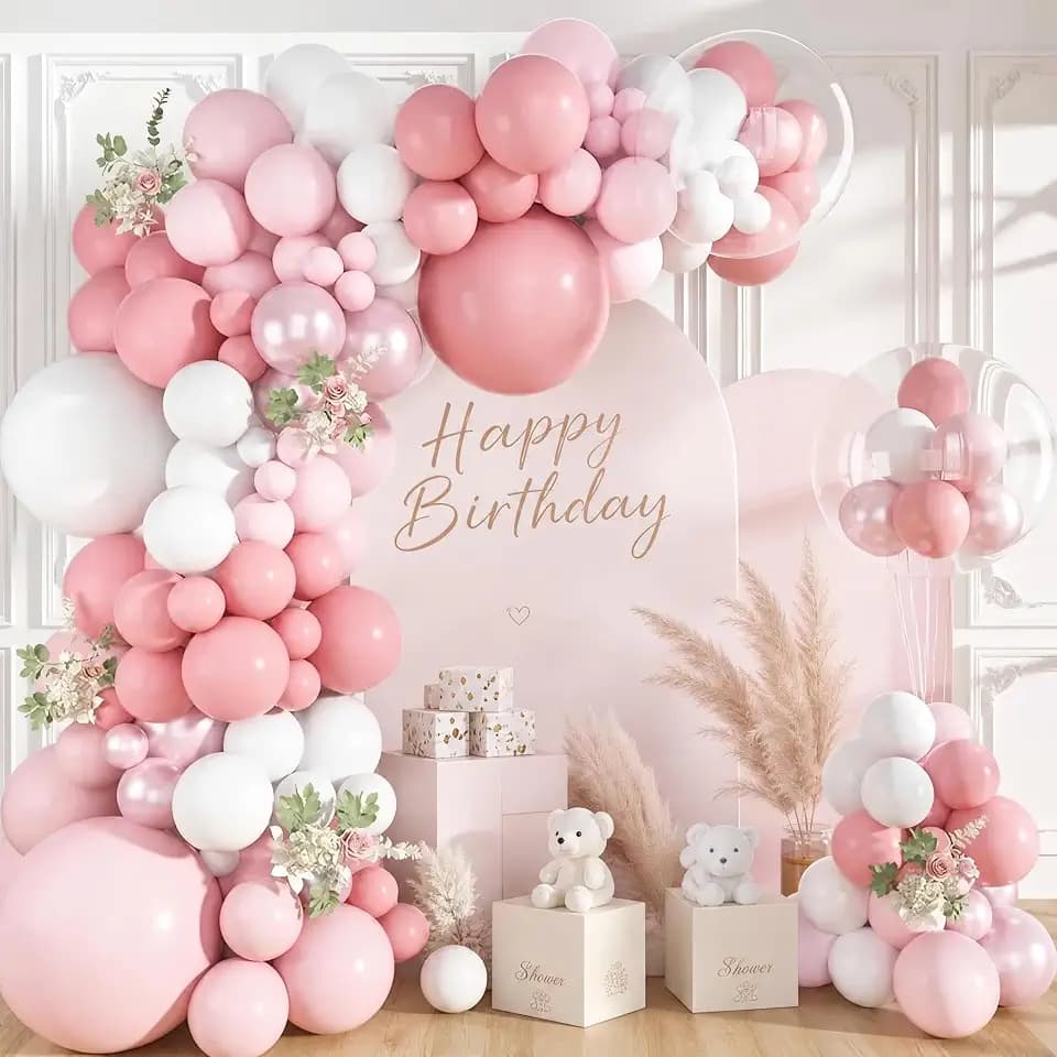 Ouddy Life 152Pcs Pink Balloons Arch Garland Kit Different Size