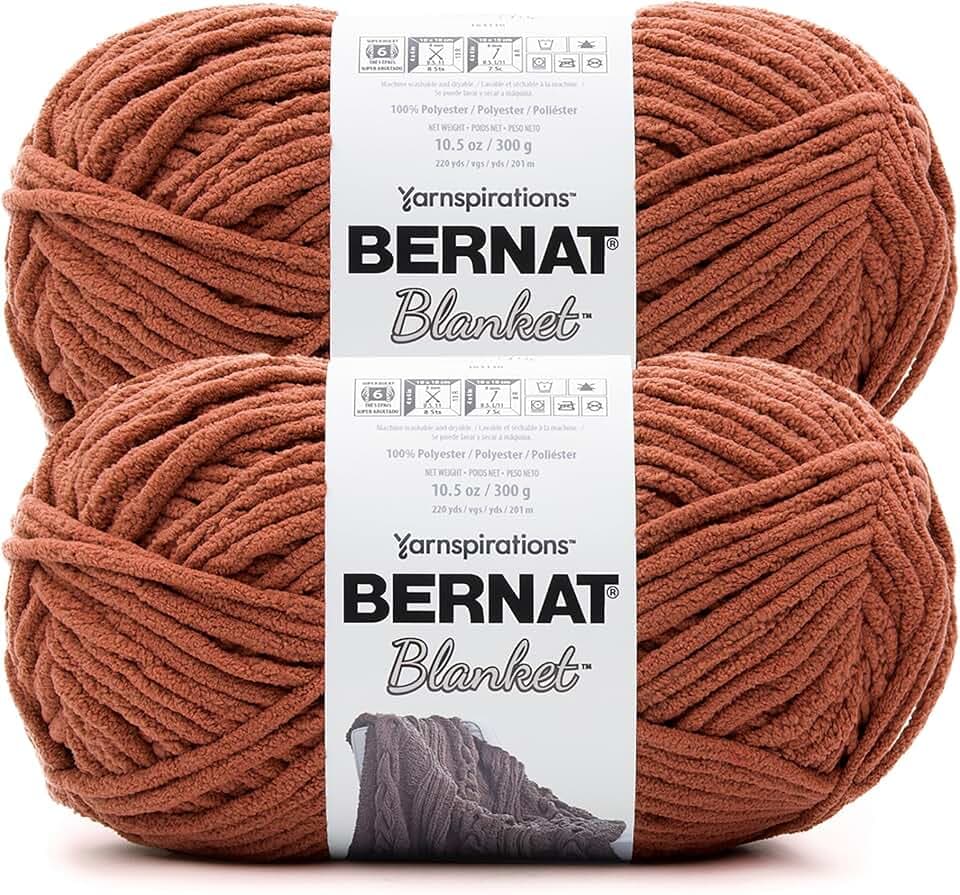 Bernat Blanket Yarn Super Bulky Soft Chenille Yarn Orange Leaf 2-Pack