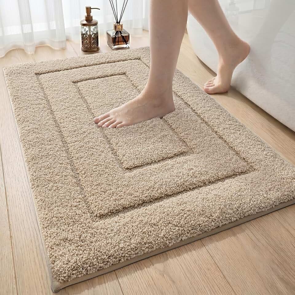 DEXI Badematte rutschfeste, weicher Mikrofaser, Beige, 50 x 80 cm