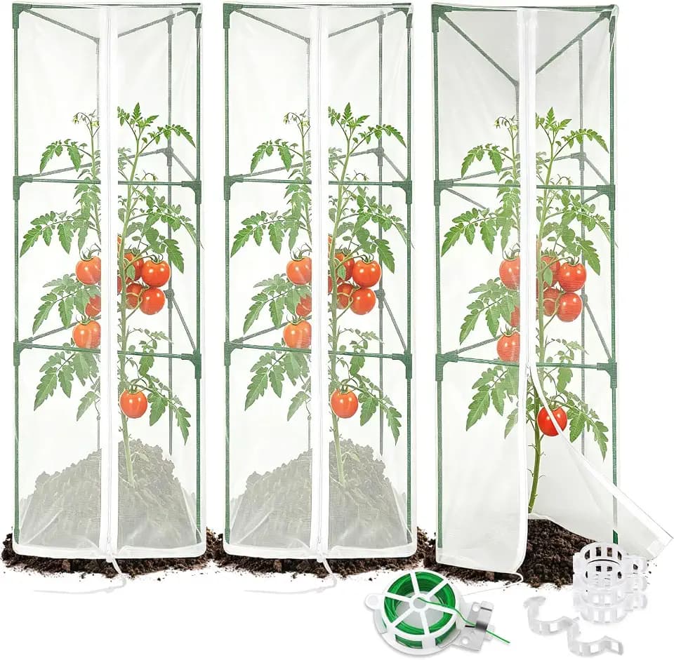 3 Pack Tomato Cages for Garden with Tomato Netting