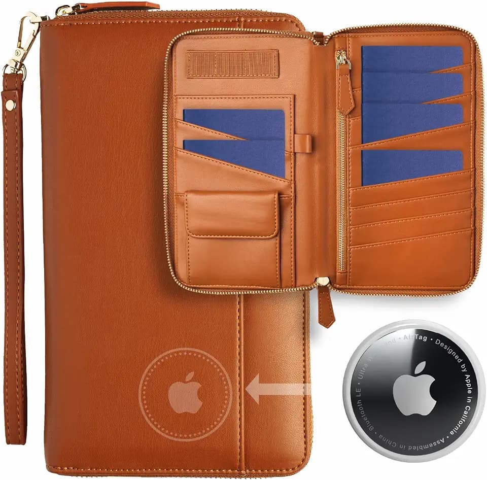 Travel Document Organizer - RFID Passport Wallet Case Family Holder Id Wristlet