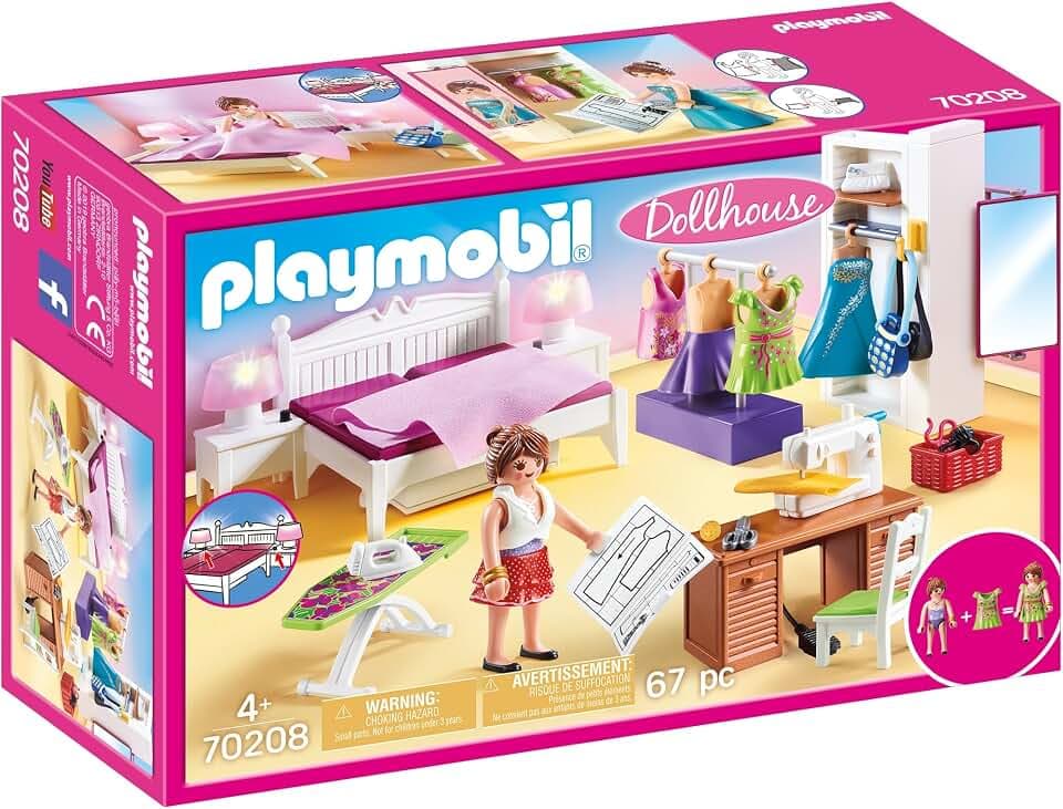 PLAYMOBIL 70208 Dollhouse Abwechslung Schlafzimmer mit Nähecke, ab 4 Jahren, bunt, one Size