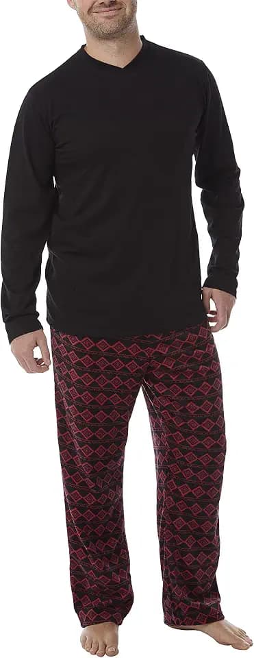 i-Smalls Herren-Schlafanzug mit Jersey-Oberteil und superweicher Fleece-Hose (große Größen)
