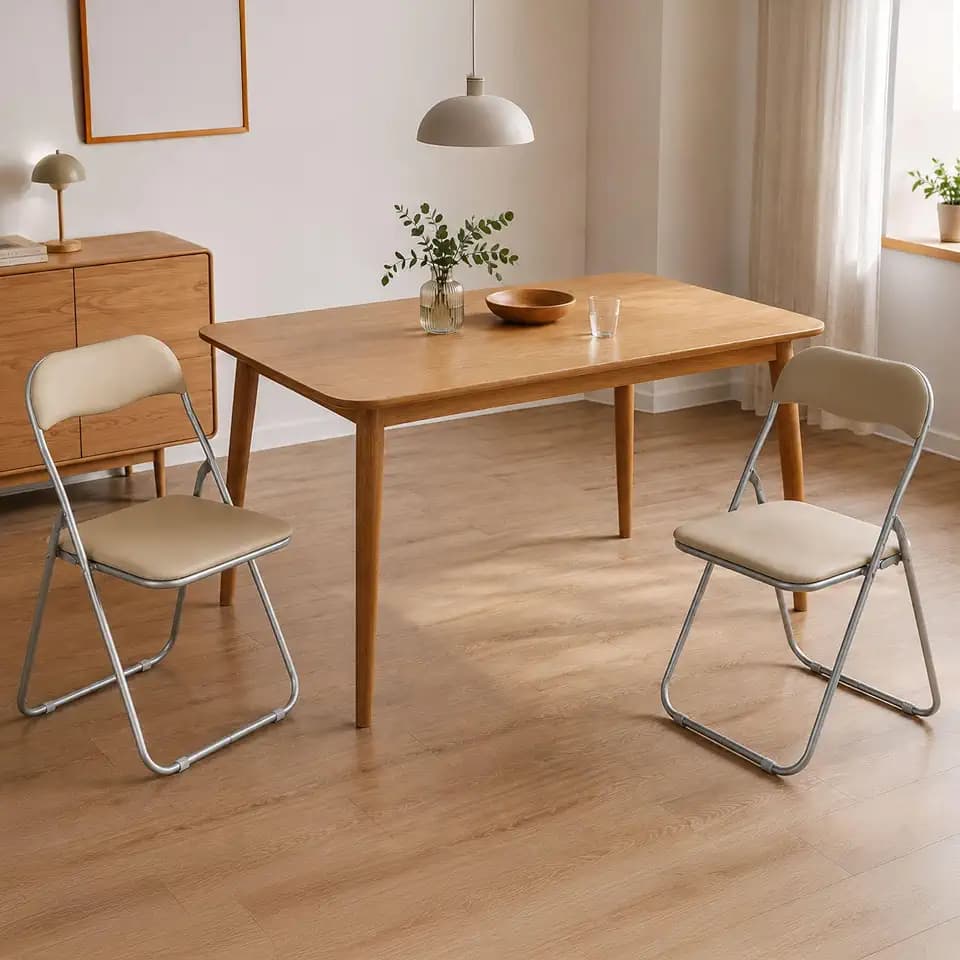 Dmora Set aus sechs Klappstühlen, Sandfarbe, Maße 43 x 47 x 78 cm