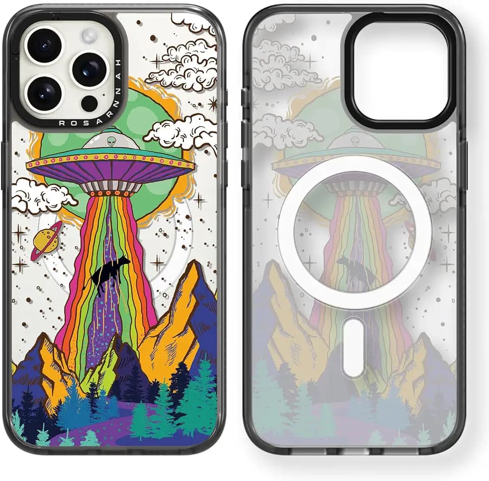 Rosarnnah for iPhone 13 Pro Max Case Aesthetic Black, UFO