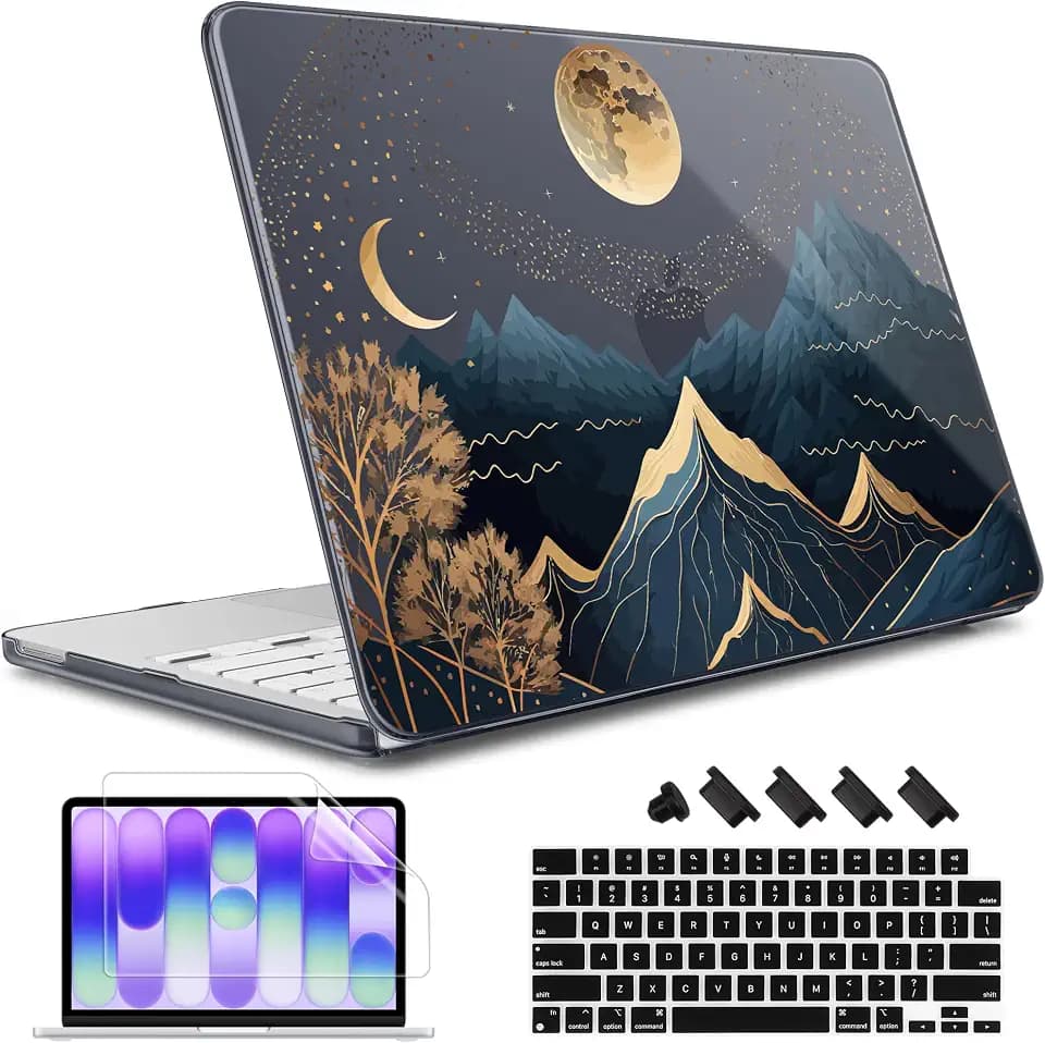 May Chen Compatible with MacBook Neo 13 inch Case 2026 Model A3404, Plastic Hard Shell,Keyboard Cover,Screen Protector,Dust Plug, for MacBook Neo 13" with A18 Pro Chip, Starry Mountain