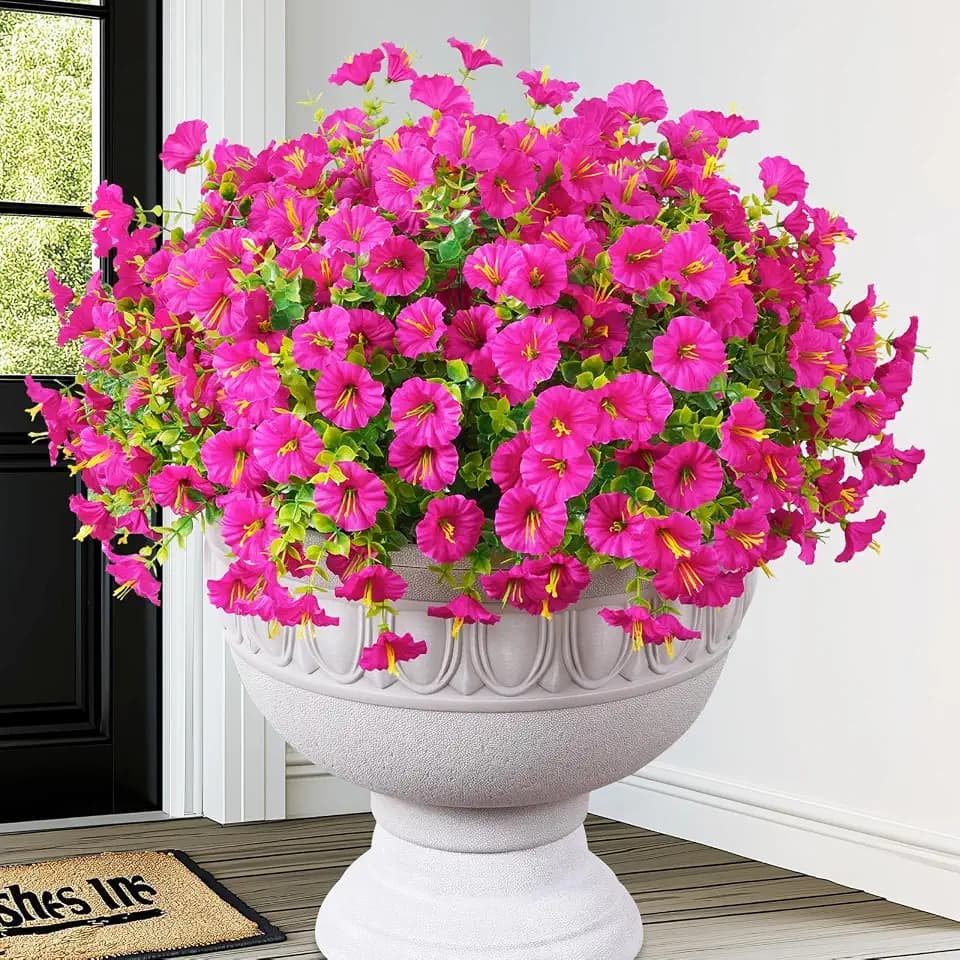 12 Bundles Realistic Artificial Flowers for Outdoors, Fake Outdoor Flowers