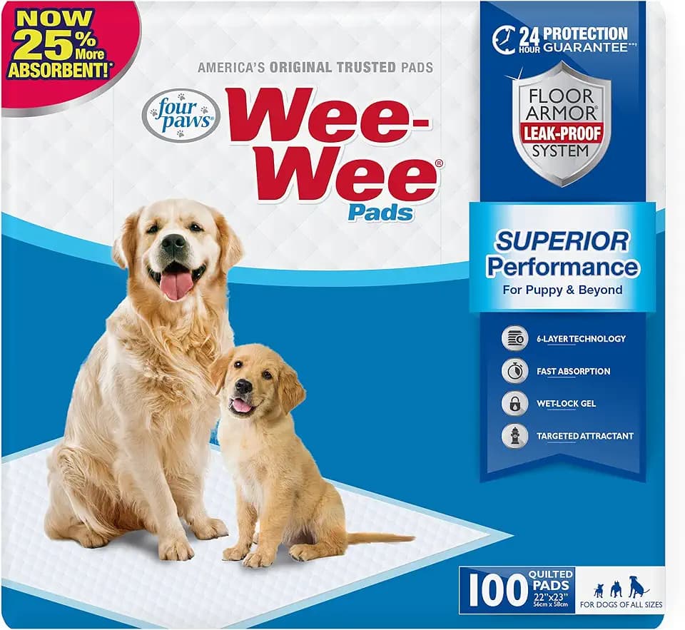 Four Paws Wee-Wee Superior Performance Dog Pee Pads, 100 Count