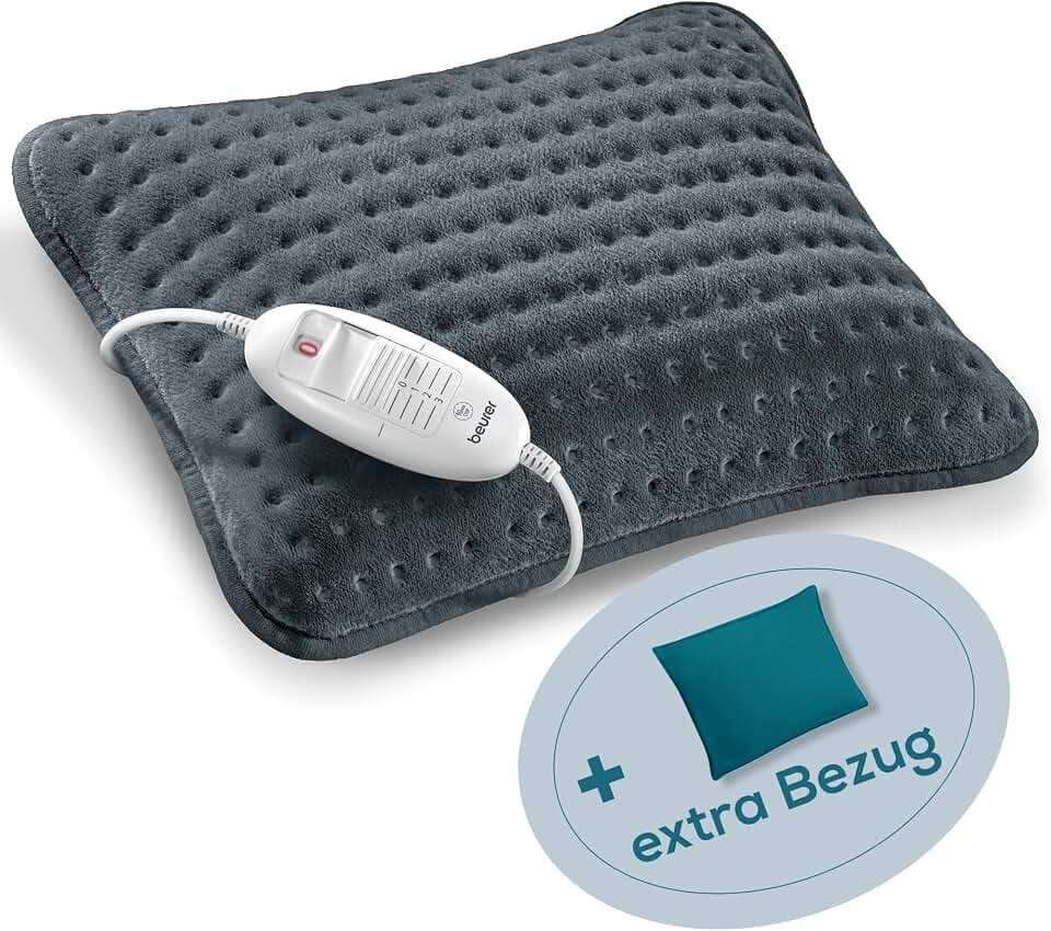 Beurer HK 48 Cosy Sofa-Heizkissen mit Schnellheizung, 3 beleuchtete Temperaturstufen und Abschaltautomatik, extra weiches Wendekissen, mit zusätzlichem Filz-Bezug, petrol