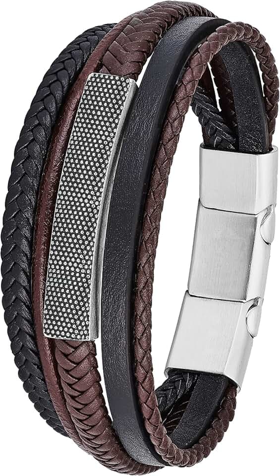 s.Oliver Herren Schmuck – Armband aus Leder und Edelstahldetails – Klassisch, Stilvoll und Maskulin – Perfekte Geschenkidee
