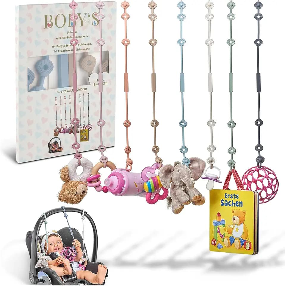 BOBY´S Cup Catcher Baby 2er Pack/BPA-freie Kinderwagen Spielzeug Kette/dehnbarer Baby Cup Holder Strap/Schnullerkette für Babys Gadgets wie Trinkbecher oder Beißring als Kinderwagen Zubehör