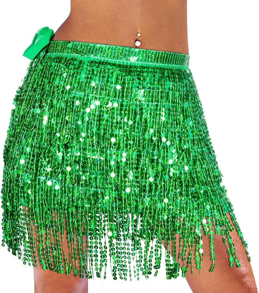 Glitzer Rock Damen - Pailletten Stilvoll Karneval Fransen