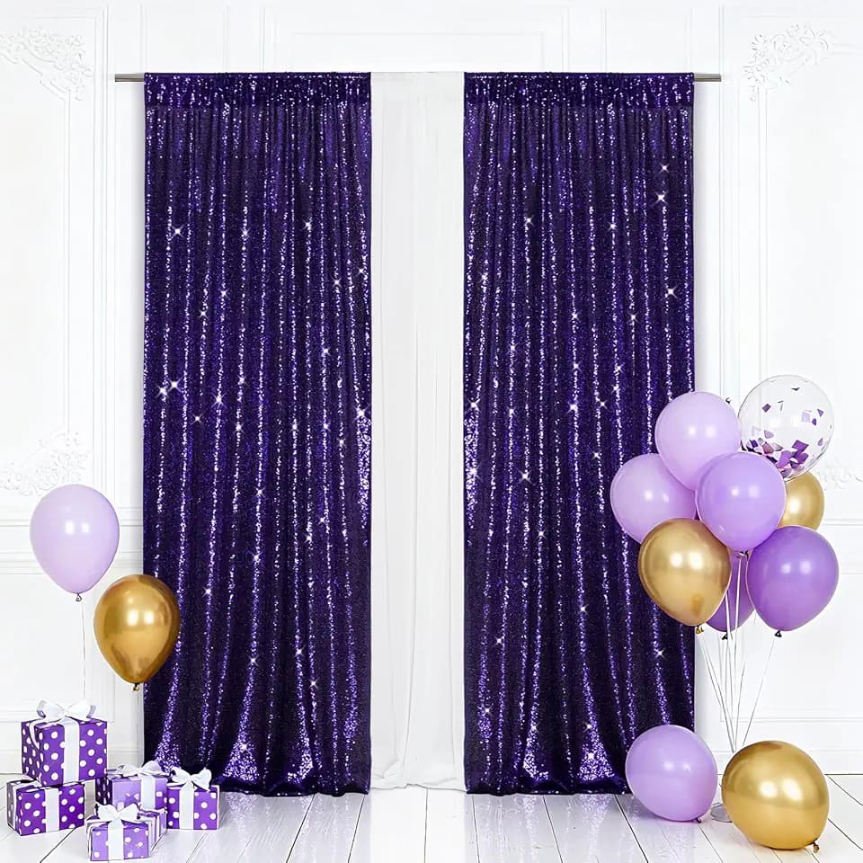 Eternal Beauty Purple 3mm Sequin Backdrop 2x8 Ft 2 Pack Wedding