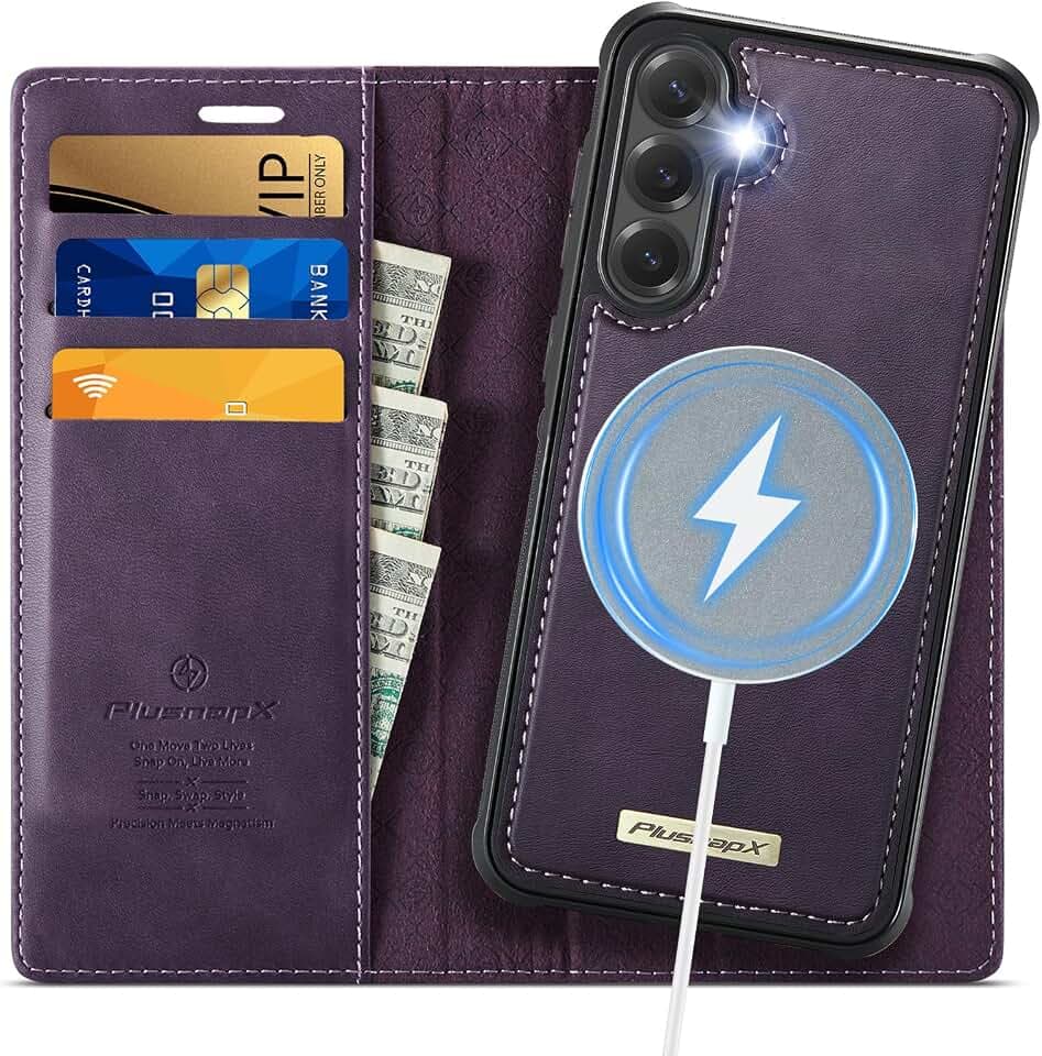 for Samsung Galaxy S24 Plus Detachable Wallet Case, Retro Purple