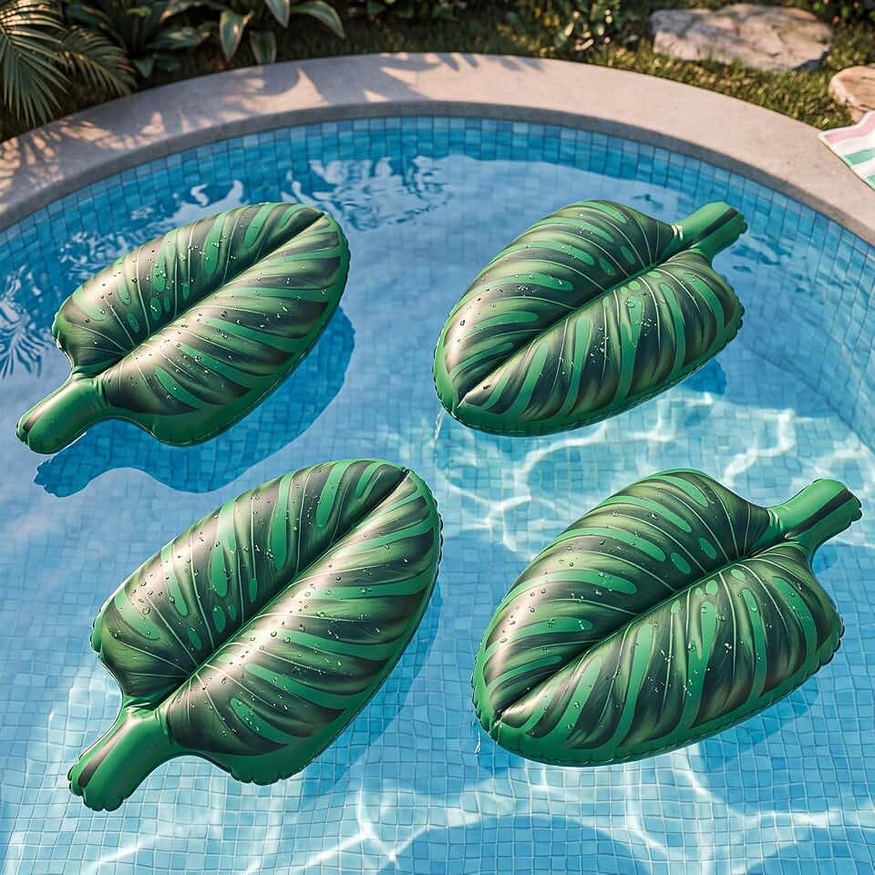 4 Pcs Inflatable Hibiscus Pool Floats Decor 20''