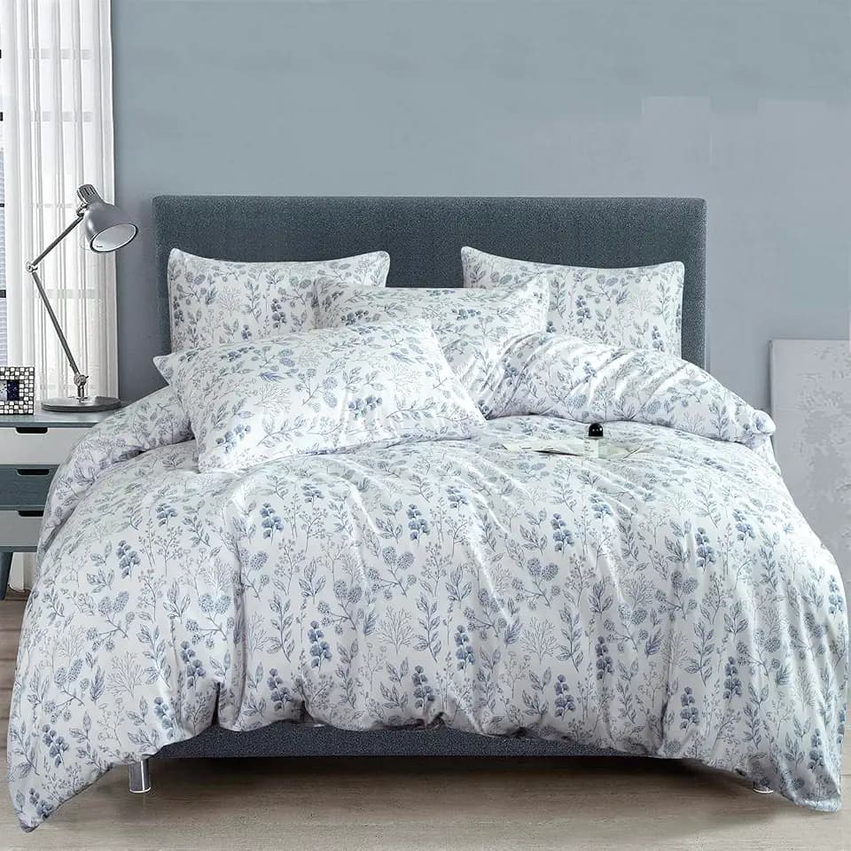 Floral Comforter Set Twin 2 Pieces Soft Bedding Comforter Set Garden Style Chic Blue Floral Print Botanical Flower Comforter for All Seasons 1 Comforter and 1 Pillowcases