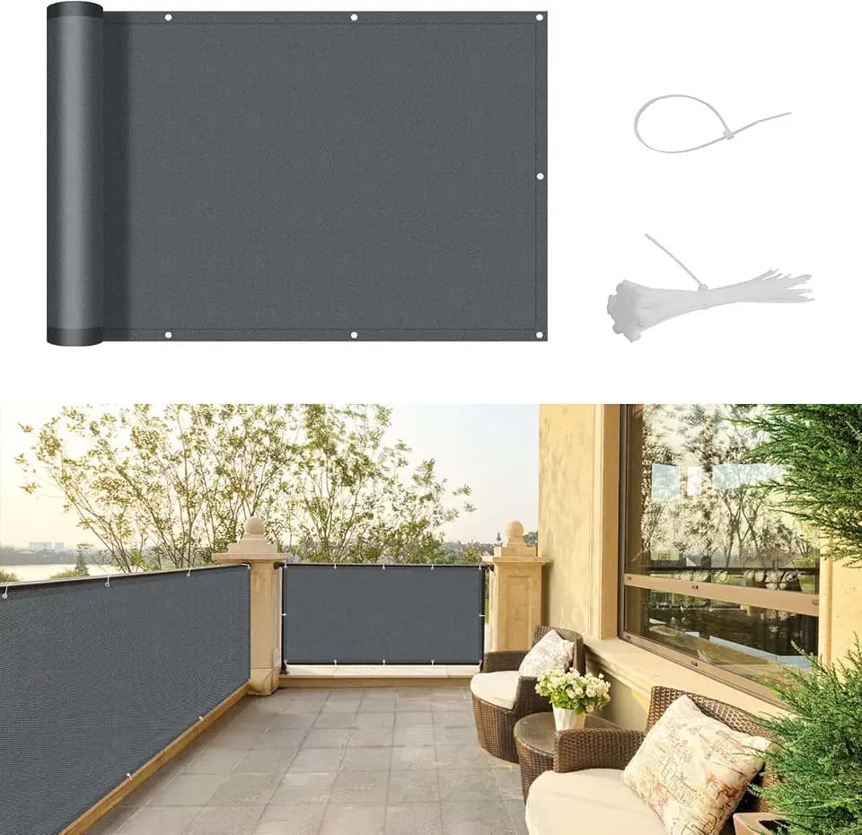 SUNNY GUARD Balkon Sichtschutz Wetterfest 80x900cm Balkonverkleidung Balkonabdeckung Balkonumspannung UV-Schutz Windschutz mit Kabelbinder,Anthrazit