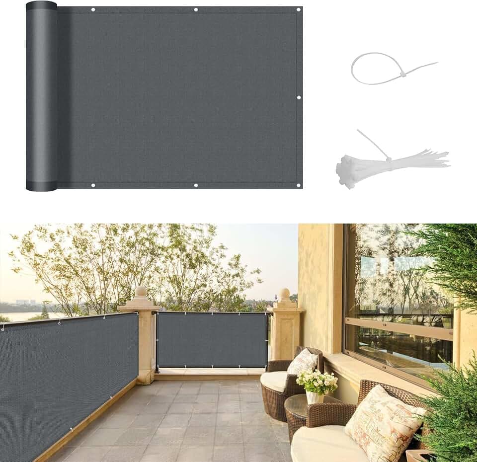 SUNNY GUARD Balkon Sichtschutz Wetterfest 80x600cm Balkonverkleidung Balkonabdeckung Balkonumspannung UV-Schutz Windschutz mit Kabelbinder,Anthrazit