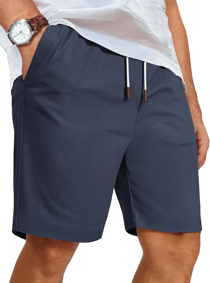 COOFANDY Mens Casual Shorts Cotton Elastic Waist Drawstring Beach Shorts