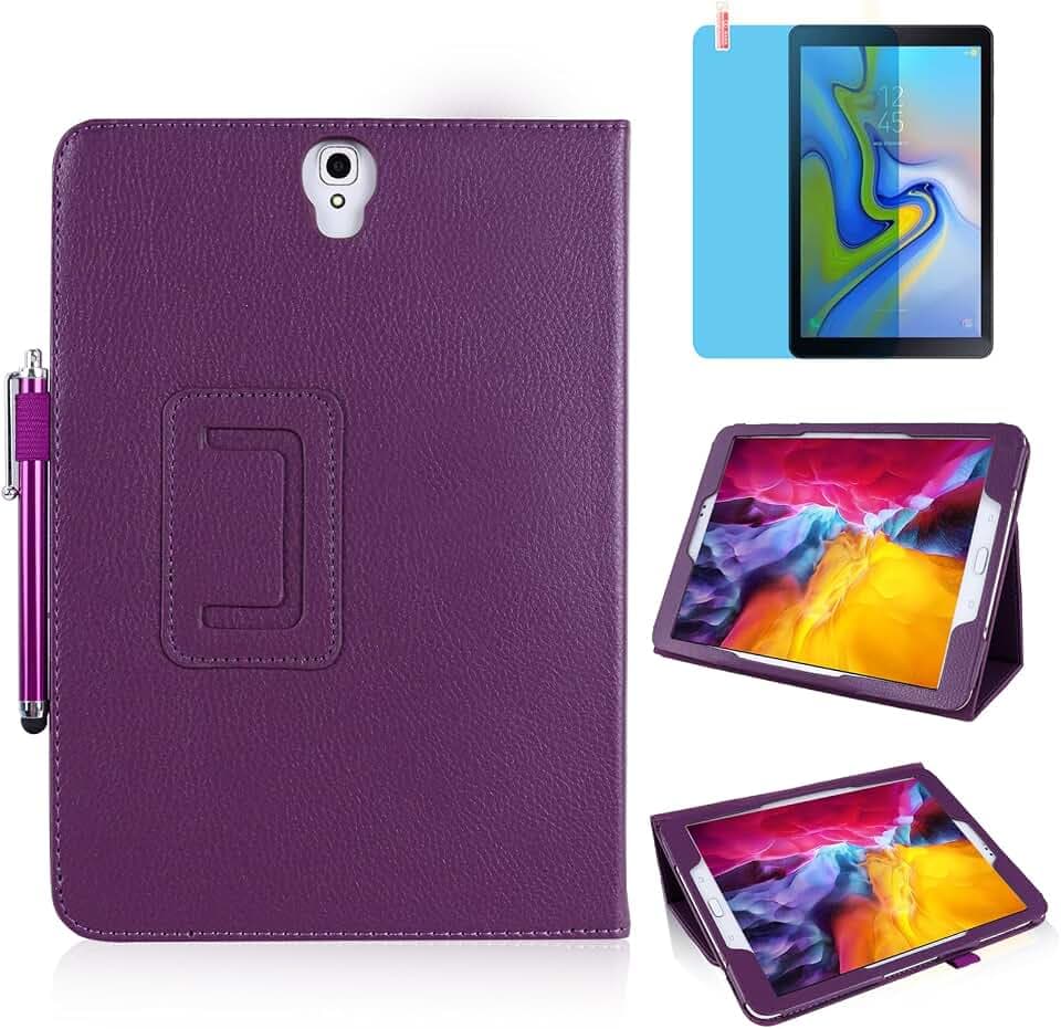 Schlankes Leder Hülle für Samsung Galaxy Tab S4 10.5 Inch 2018 (SM-T830 T835 T837),Mehrwinkel Ständer Voll schützendes Tablette Cover,Mit Stylus Pen,Bildschirm Film (Purple)