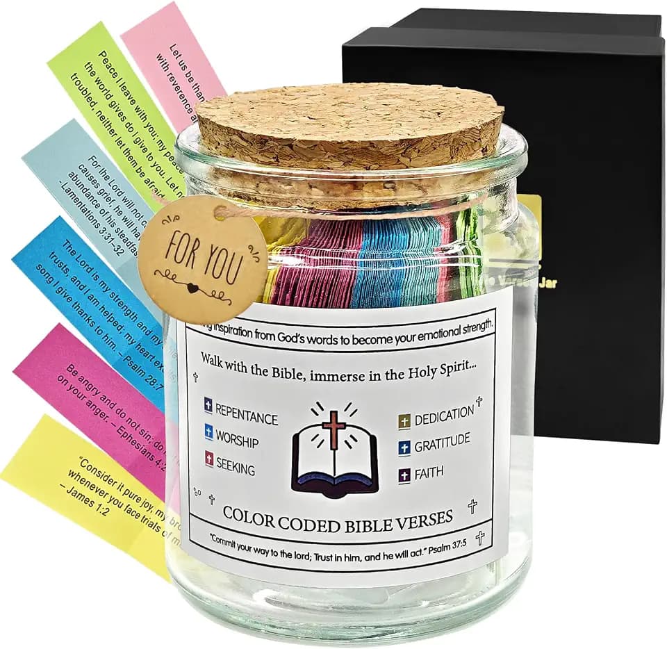 Simsky Bible Verses Jar 90 Stück Mini-Bibelvers-Karten Gebetsglas mit farbigen Bibelversen Schrift Karten mit Bibelversen Glas Mutmacher Geschenk für Christliche Ermutigung Aufmunterung