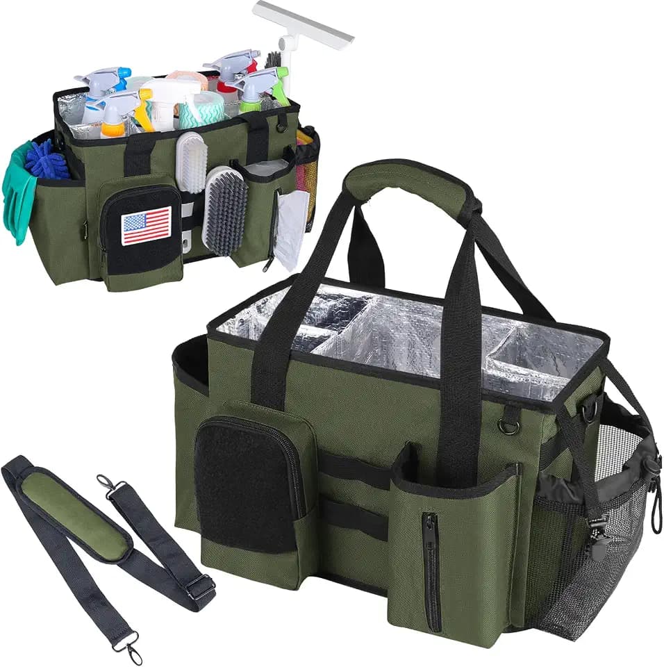Cleaning Caddy Bag Built-in hard plastic sheet Adjustable Shoulder Strap