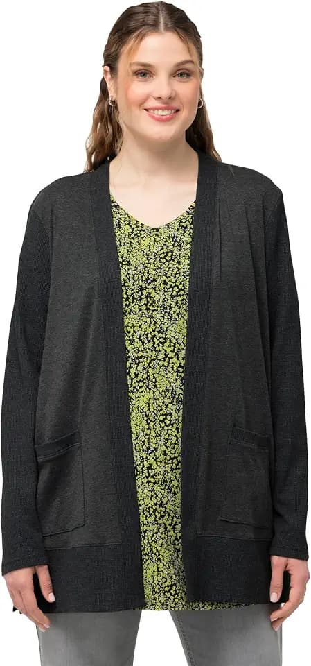 Ulla Popken Damen Sweatjacke mit Rippe Sweatjacke (1er Pack)