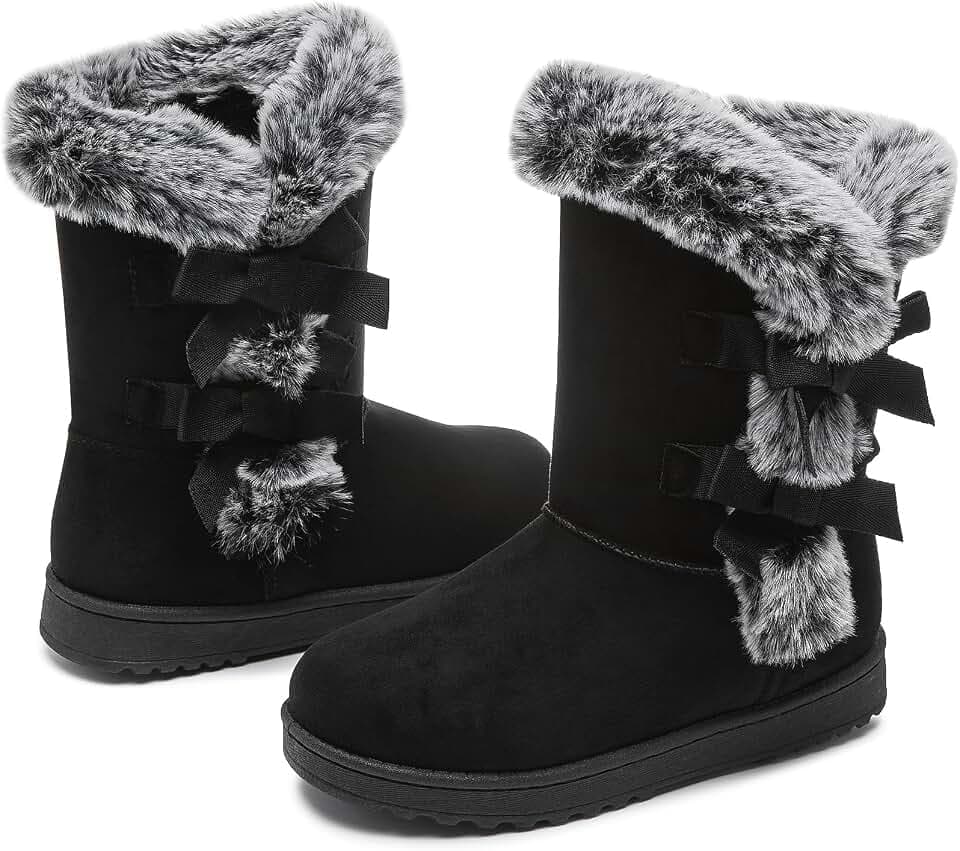 Iarus womens winter boots Mid-calf snow booties warm fur linning comfortable furry boots for womens