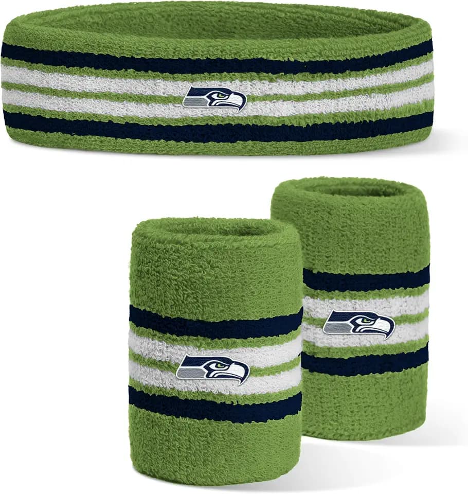For Bare Feet NFL Officially Licensed Team Logo Headband & Wristband Combo Pack Team Color OSFM