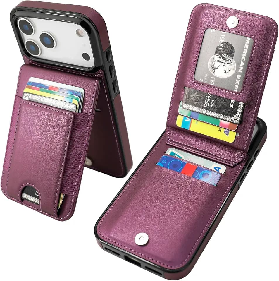 KIHUWEY for iPhone 18 Pro Max/17 Pro Max Case Wallet, Dark Purple