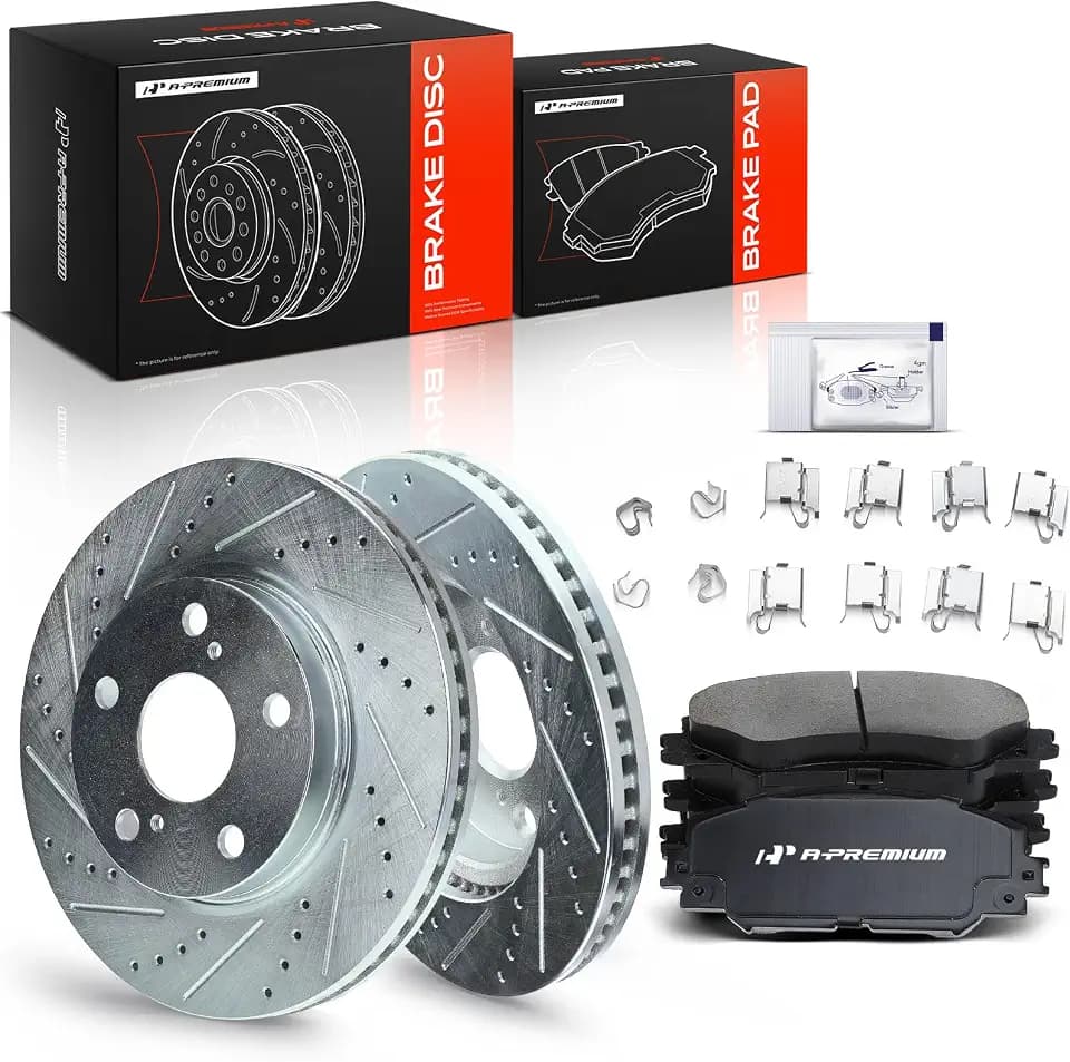 A-Premium 10.82 inch (275mm) Front Brake Rotors & Ceramic Pads Kit, 6-Pack