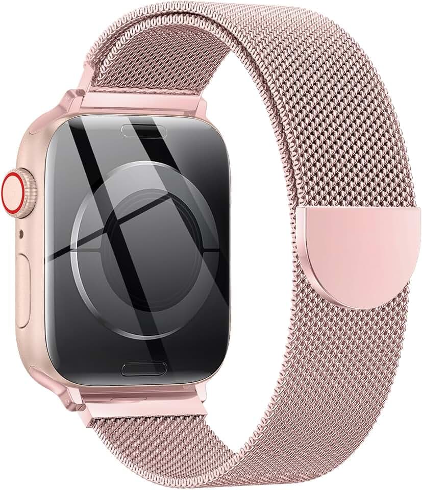 OULUOQI Edelstahl Milanaise Armband für Apple Watch 40mm 42mm 41mm 38mm