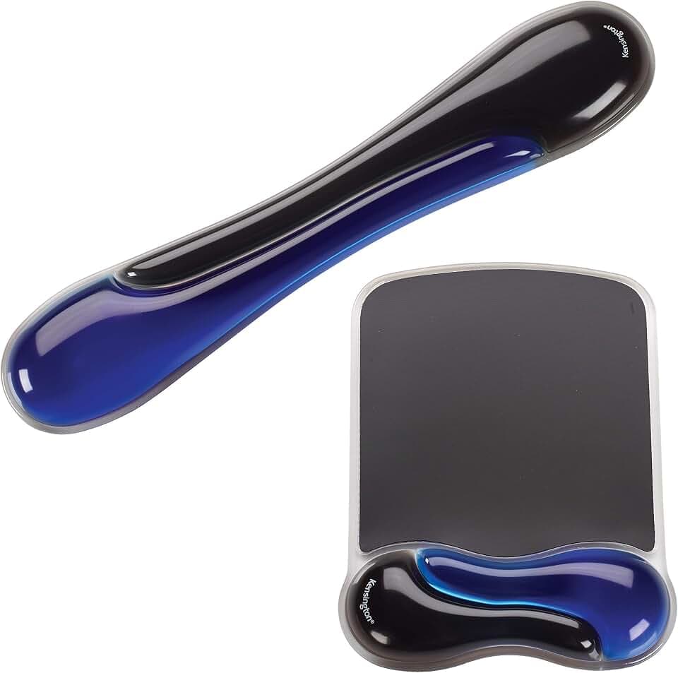 Kensington Duo Gel Keyboard Wrist Rest, Blue | Ergonomic Gel Cushioning, Non-Slip Base, Pairs Keyboard and Mouse Wrist Support, Cooling Comfort, Table