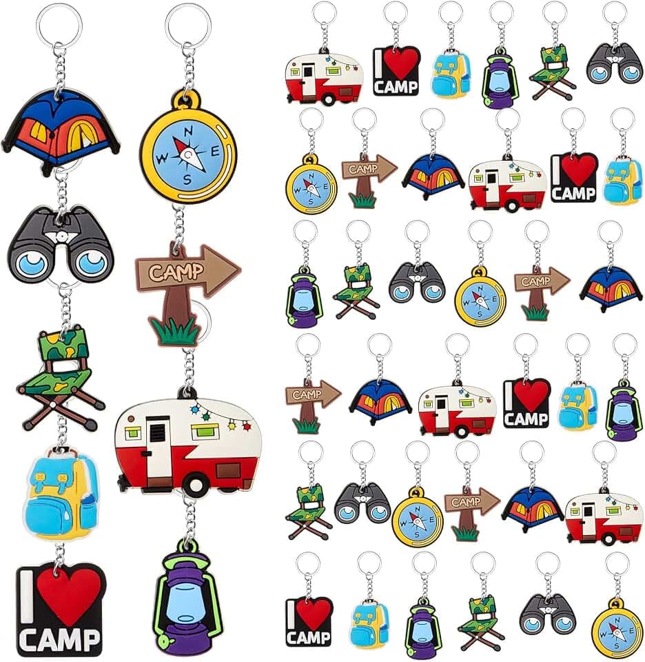 Sasylvia 36 Pcs Camping Party Favors Camper Keychains Gifts Bulk 9 Style