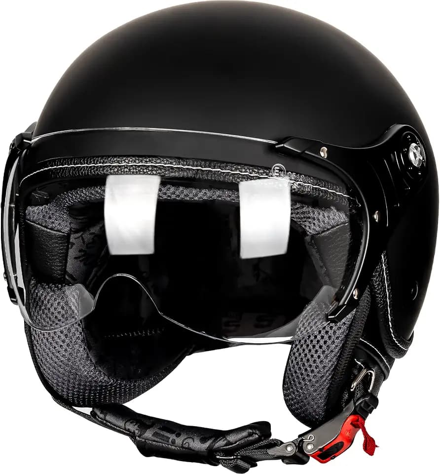 Yesmotor Open Face Motorcycle Helmets 3/4 Retro Moped Helmet DOT