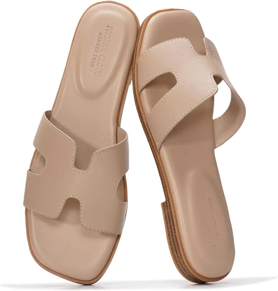 Project Cloud 100% Genuine Leather Sandals Women Flats For Women Everyday Slides for Women