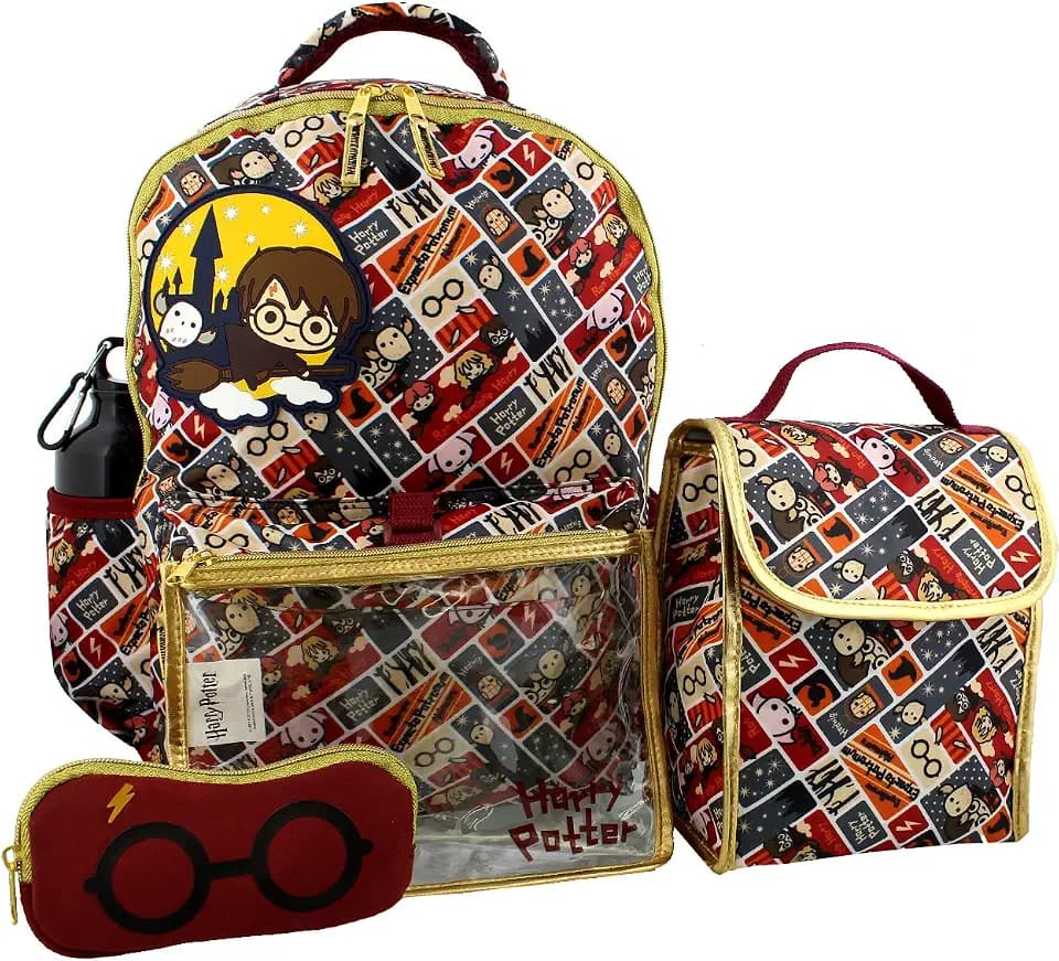 Harry Potter Girls Boys Teen 5 piece Backpack and Snack Bag School Set