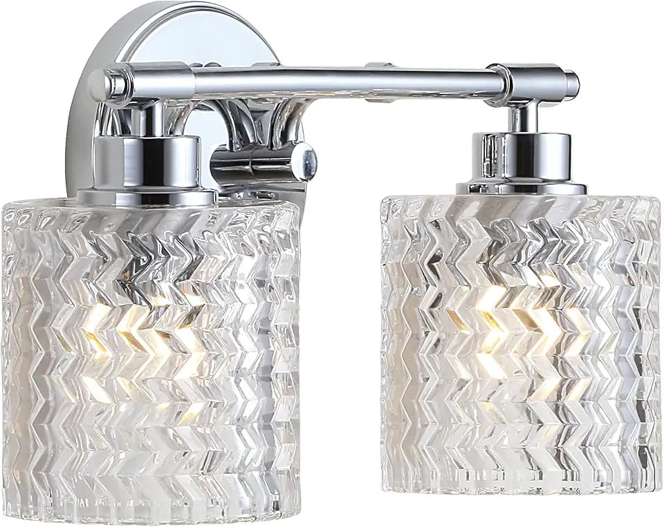 JONATHAN Y Spaulding 2-Light Metal/Glass Vanity Sconce 13", Chrome
