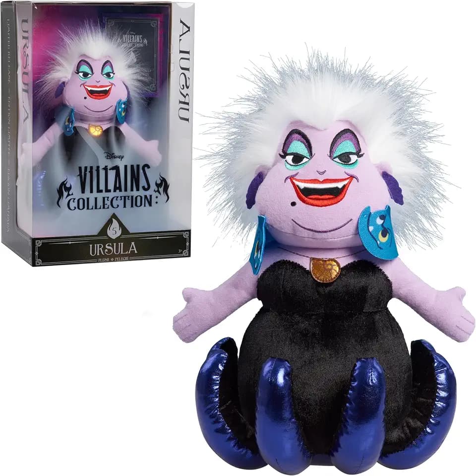 Just Play Disney Villains Collection: Ursula, 13-inch Collectible Stuffed Animal, The Little Mermaid, Kids Toys for Ages 3 Up