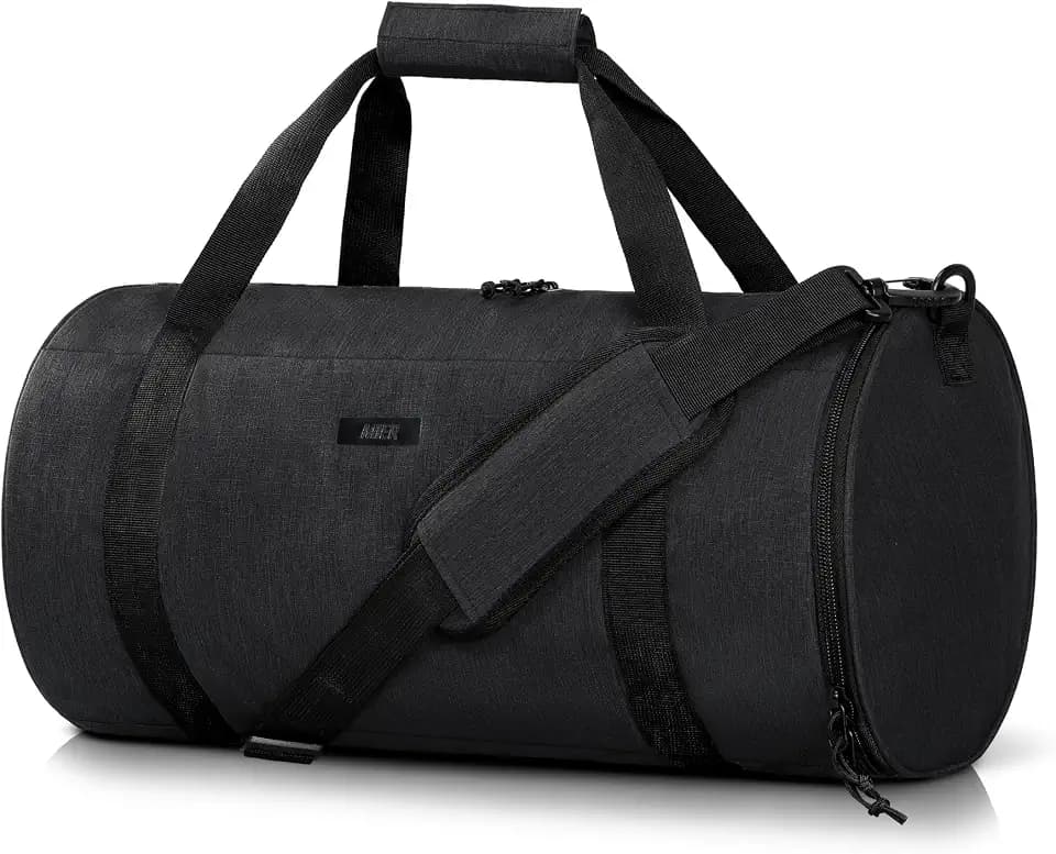 MIER Small Gym Duffle Bag with Shoe Compartment & Wet Pocket, 24L, Black