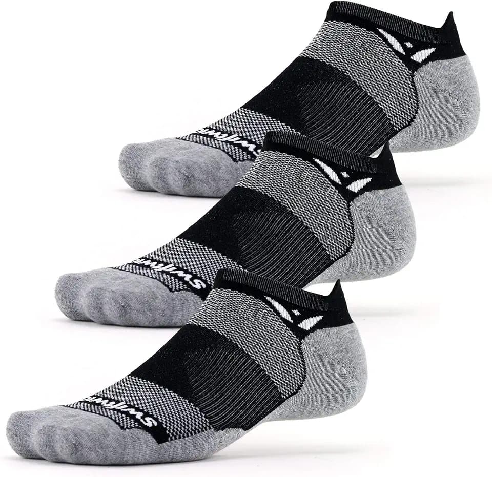 Swiftwick Maxus No Show Tab Socks (3 Pairs), Running & Golf Socks, Moisture Wicking, Maximum Cushion